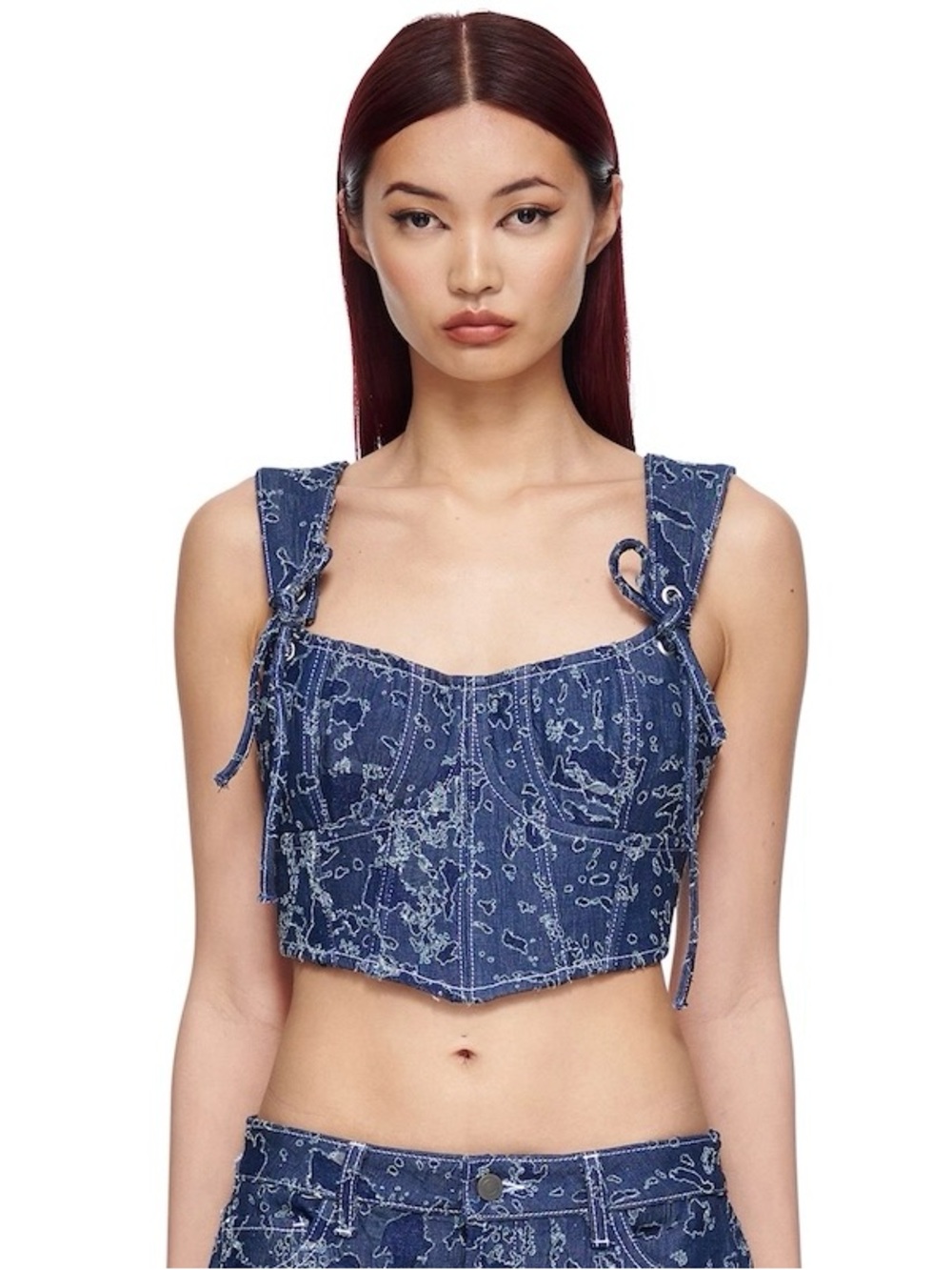 Destructed Denim Corset Top